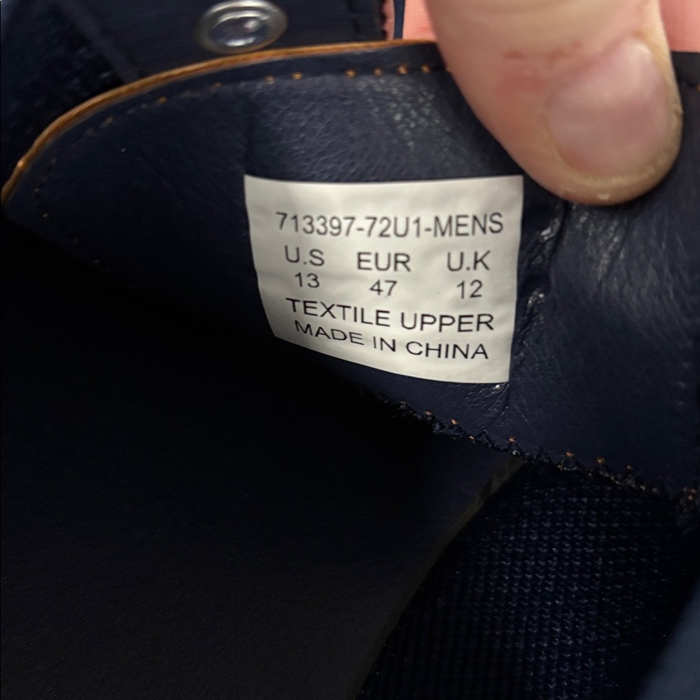 NWT G H Bass & Co Navy Knit Mesh Woven Sneakers Shoes Tan Brown Oxford Men’s 13 - Picture 4 of 16